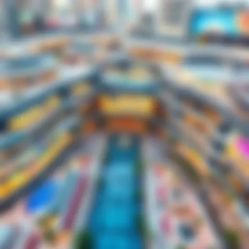 Aerial View of a Modern Dubai Mall An aerial view of a bustling Dubai mall showcasing its modern architecture