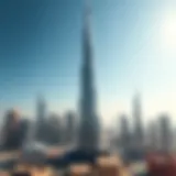 Stunning view of Aeternitas Tower against the Dubai skyline