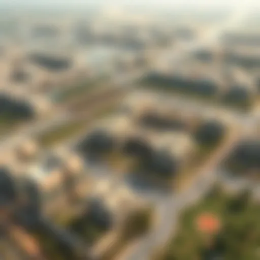 Aerial view of the Al Jadda community showcasing its modern architecture and green spaces.