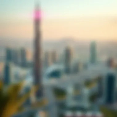 Panoramic view of Dubai's skyline with Al Moosa Tower 2 as a focal point