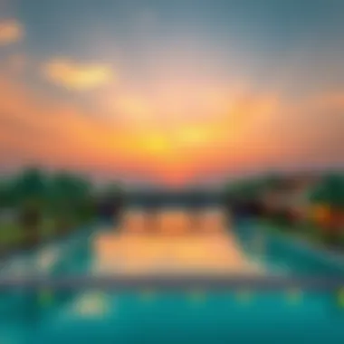 Sunset view showcasing the beauty of Al Mubazzarah Green Pool