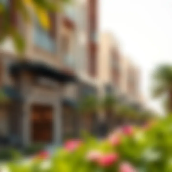 Exploring the Dynamic Surroundings of Al Nahda Residency Vibrant neighborhood around Al Nahda Residency with local shops and parks