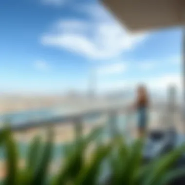 Panoramic view of Dubai skyline from Al Narah Apartments balcony