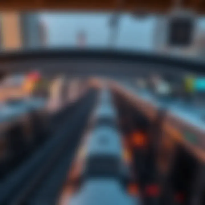 Aerial view of Dubai Metro trains