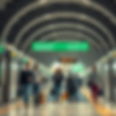 Commuters at a Dubai Metro station