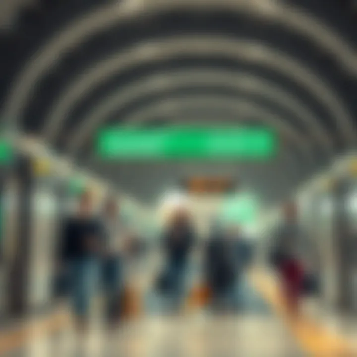 Commuters at a Dubai Metro station