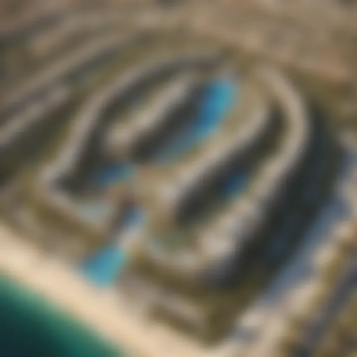 Aerial view of Palm Jumeirah highlighting Andaz The Palm and surrounding landscapes