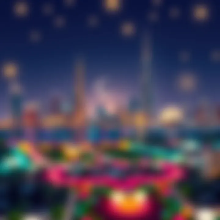 Celebrating Diversity in UAE UAE skyline during a festive celebration