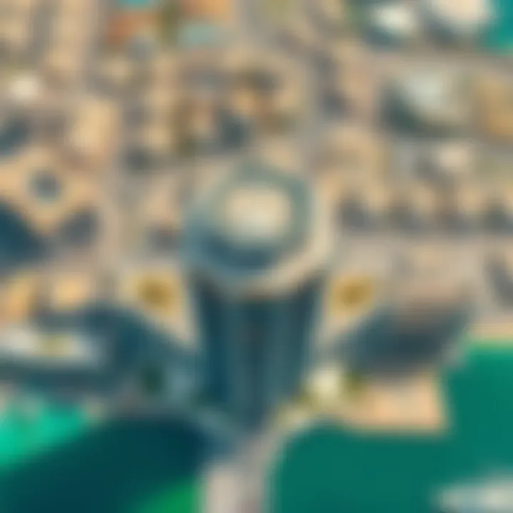 Aerial view of Bay Gate Tower showcasing its architectural elegance.