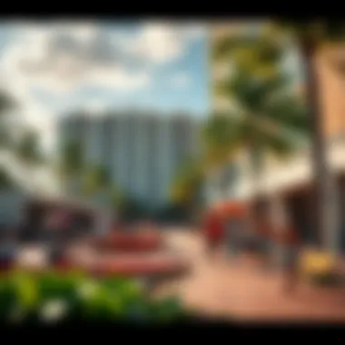 Vibrant community atmosphere surrounding Beach Isle Towers with leisure activities