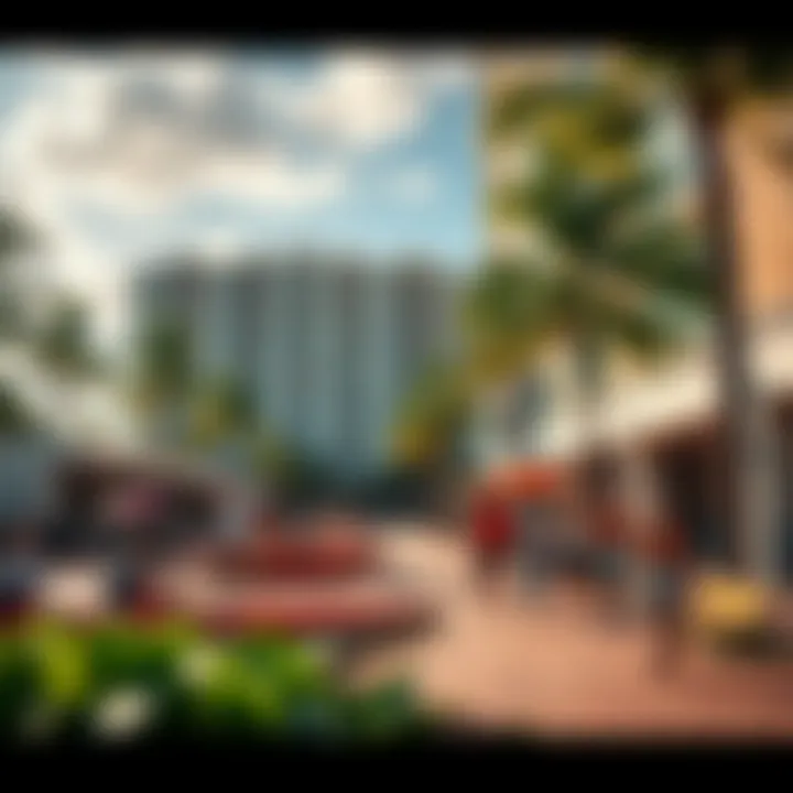 Vibrant community atmosphere surrounding Beach Isle Towers with leisure activities