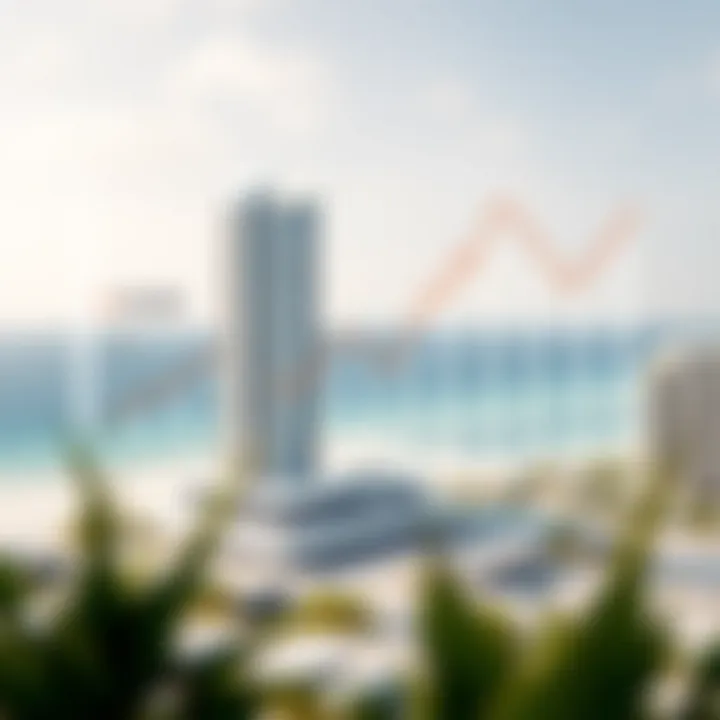 Investment potential visualization with graphs and real estate market trends