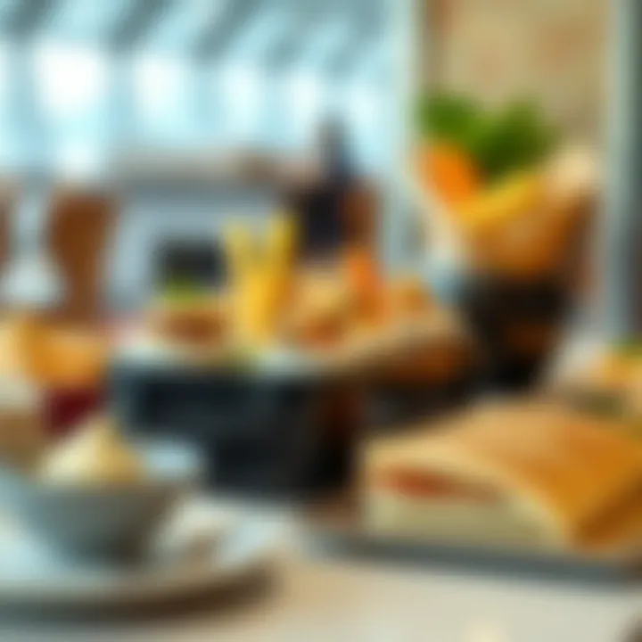 Gourmet food selection at Dubai Airport lounge