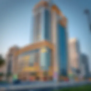 Close-up of a landmark building on Sheikh Zayed Road