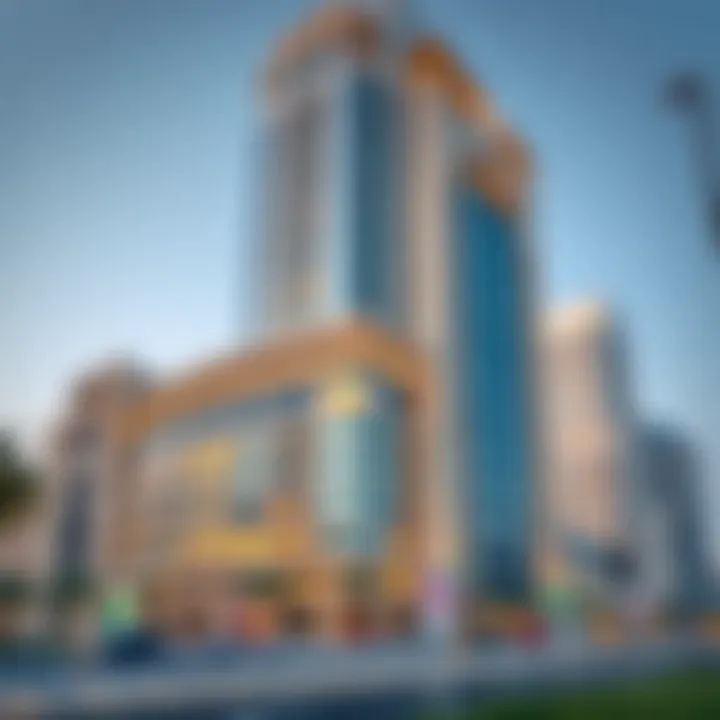 Close-up of a landmark building on Sheikh Zayed Road