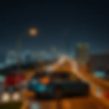 Night view of Sheikh Zayed Road illuminated