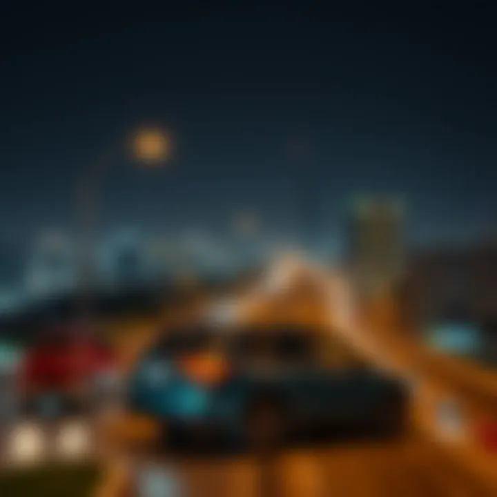 Night view of Sheikh Zayed Road illuminated