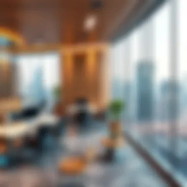 Modern office spaces in a skyscraper along Sheikh Zayed Road