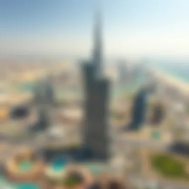 Aerial Perspective of Burj Binghatti Aerial view of Burj Binghatti against Dubai's skyline