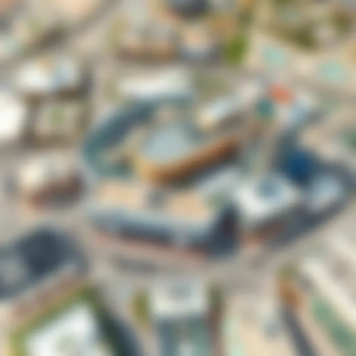 Aerial Perspective of City Mall Dubai A stunning aerial view of City Mall Dubai showcasing its unique architectural design.