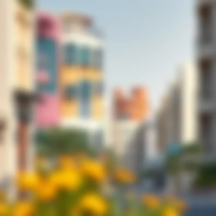 Architectural Diversity in Dubai Communities A vibrant street view showcasing the architectural diversity of Dubai's neighborhoods