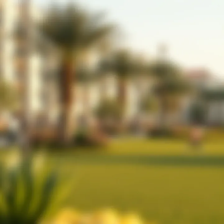 Leisure Parks in Dubai's Residential Areas A tranquil park in a residential area of Dubai with families enjoying leisure time