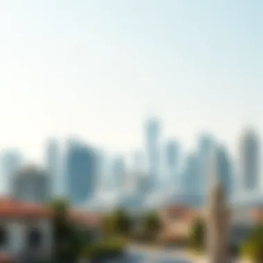 Contrasting Skylines of Dubai Communities A modern skyline view highlighting the contrast between traditional and contemporary structures in Dubai