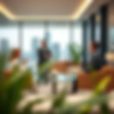 A professional discussing financial strategies in a modern office