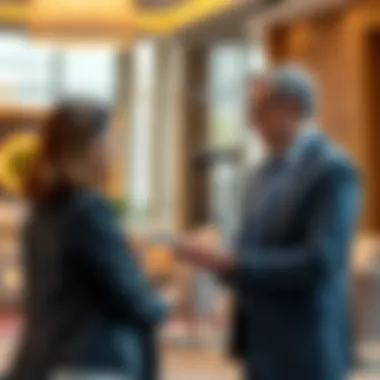 Real estate agent advising clients