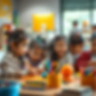 A diverse group of children participating in a creative activity