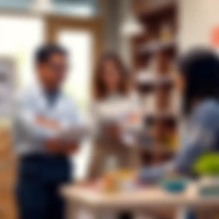 Parents discussing nursery options with a knowledgeable staff member