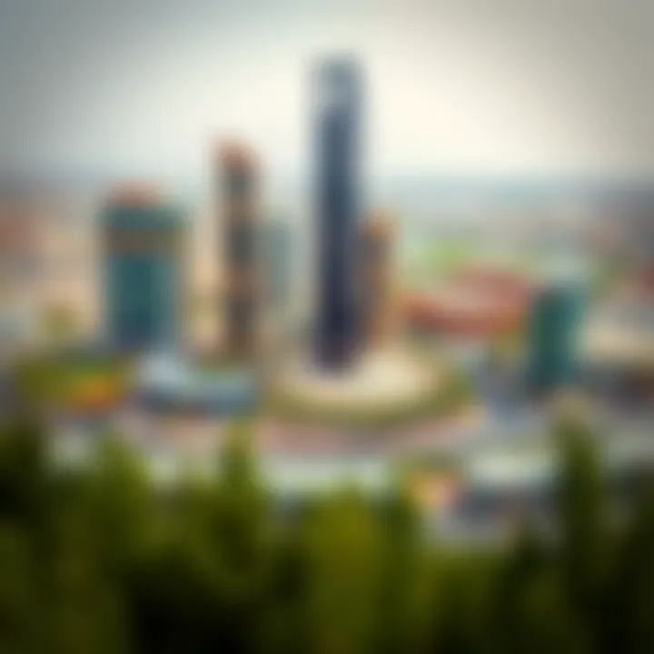 Panoramic view of Al Jaddaf area demonstrating community integration with D1 Tower