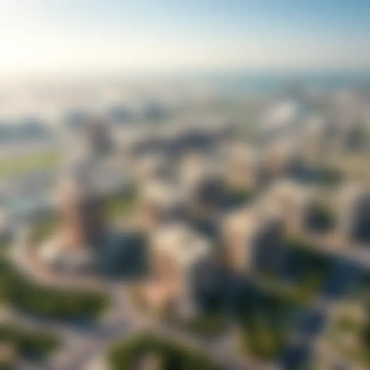 Aerial Perspective of Damac's Luxurious Developments An aerial view of the luxurious Damac Properties developments in Dubai