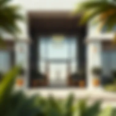 Grand Entrance of a Signature Damac Development The grand entrance of a signature Damac property showcasing luxury