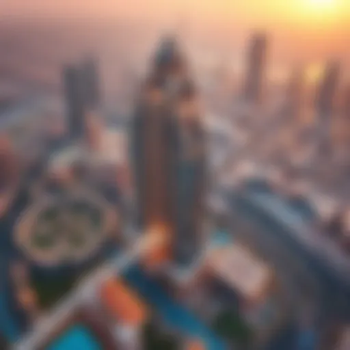 Aerial view of the Damac Towers Paramount showcasing its architectural grandeur.