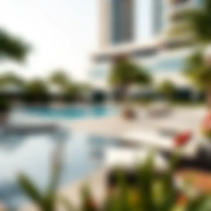 Recreational amenities including a pool and lounge area at Damac Towers Paramount.