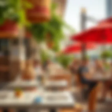 Lively Lunch Atmosphere in Jumeirah Vibrant lunch ambiance in a trendy Jumeirah spot