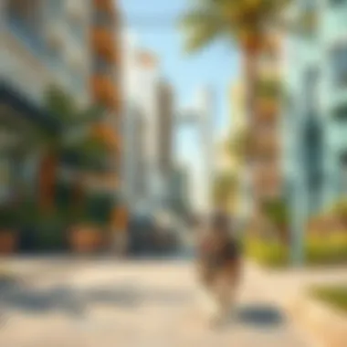 Neighborhoods Perfect for Dog Walks A dog enjoying a walk in a vibrant Dubai neighborhood