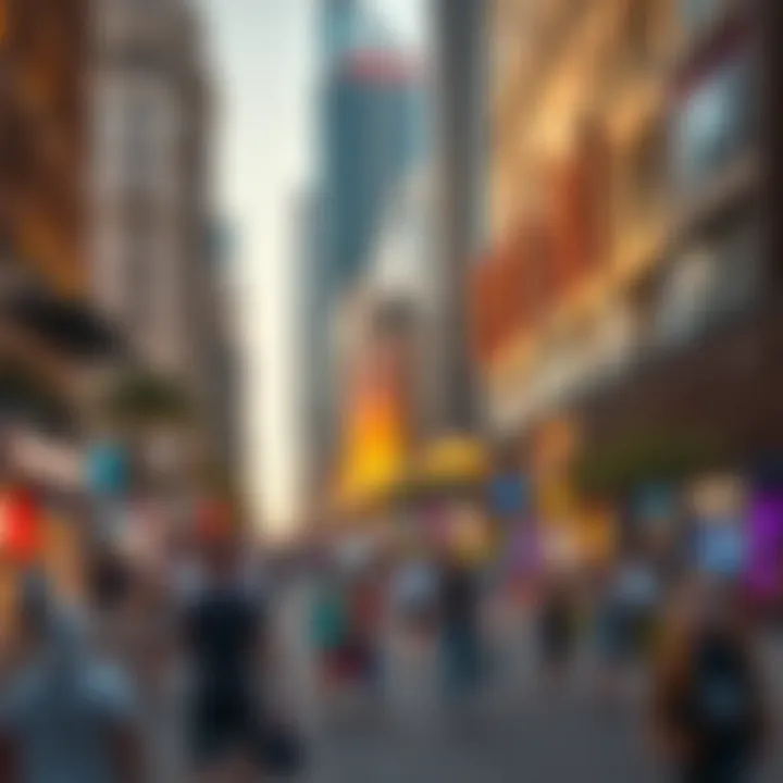 Vibrant Streets of Downtown Dubai Vibrant streets of Downtown Dubai with bustling activity