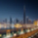 Dubai's Skyline during Celebrations The iconic skyline of Dubai with festive decorations