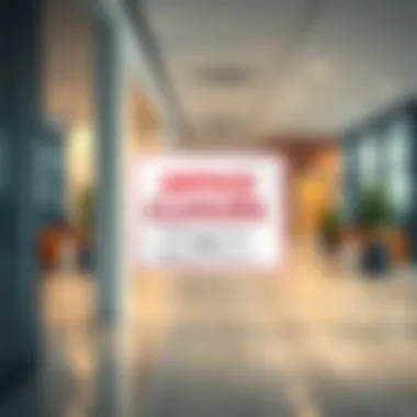 A modern office environment showing a closed sign for the holiday