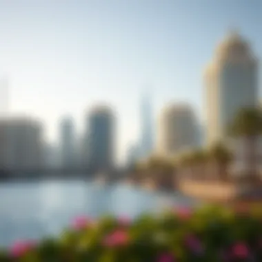 Elegant architectural design of waterfront buildings