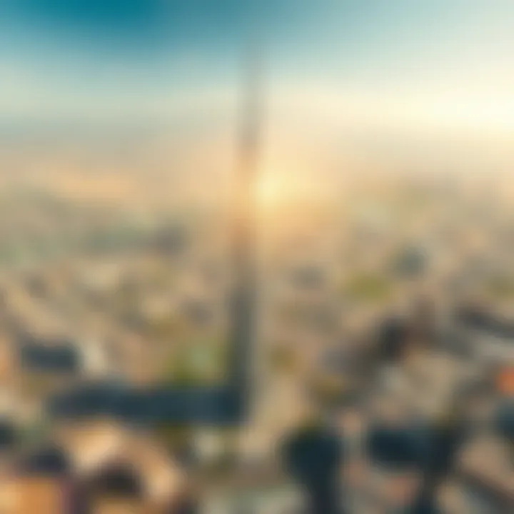 Aerial view of Dubai One Tower surrounded by the cityscape