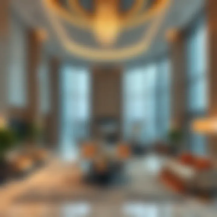 Interior lobby of Dubai One Tower with modern furnishings