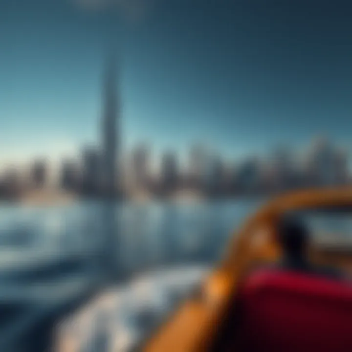 A stunning view of Dubai skyline from the water taxi