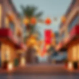 Festive decorations adorning a Dubai street during Eid ul Fitr