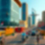 A panoramic view of a busy street in the UAE, showcasing a blend of modernity and tradition.