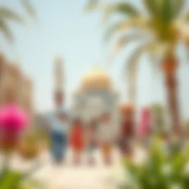 A family enjoying a cultural excursion at a heritage site in Dubai