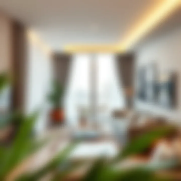 A modern 1BHK apartment interior showcasing stylish decor and space efficiency