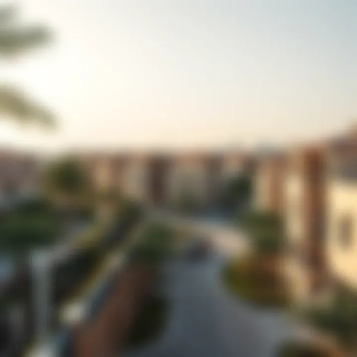 A scenic view of a budget-friendly neighborhood in Dubai.